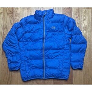 The North Face Boys 550 Puffer Jacket Blue Full Zip Down XL Coat Winter